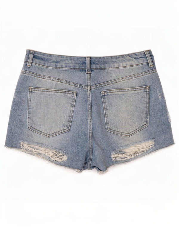 Topshop Short Moto Femme En Jean Effet Déchiré Medium W30 Bleu Coton