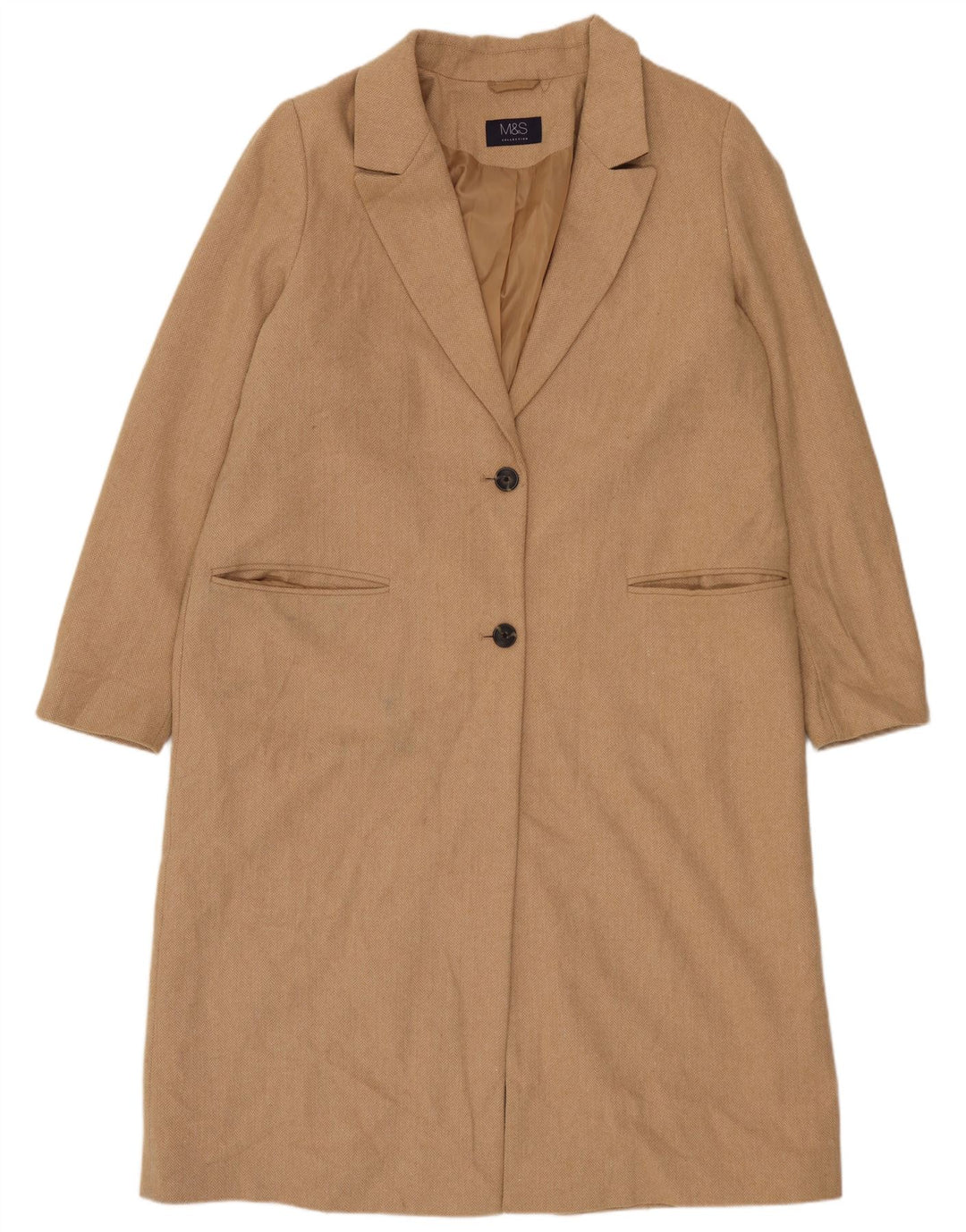 Marks & Spencer Manteau pour femme UK 16 Large laine beige à chevrons