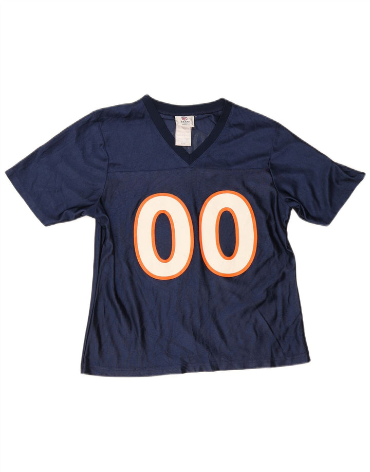 NFL Broncos Graphic T-Shirt Top UK 10 Small Bleu Marine Polyester