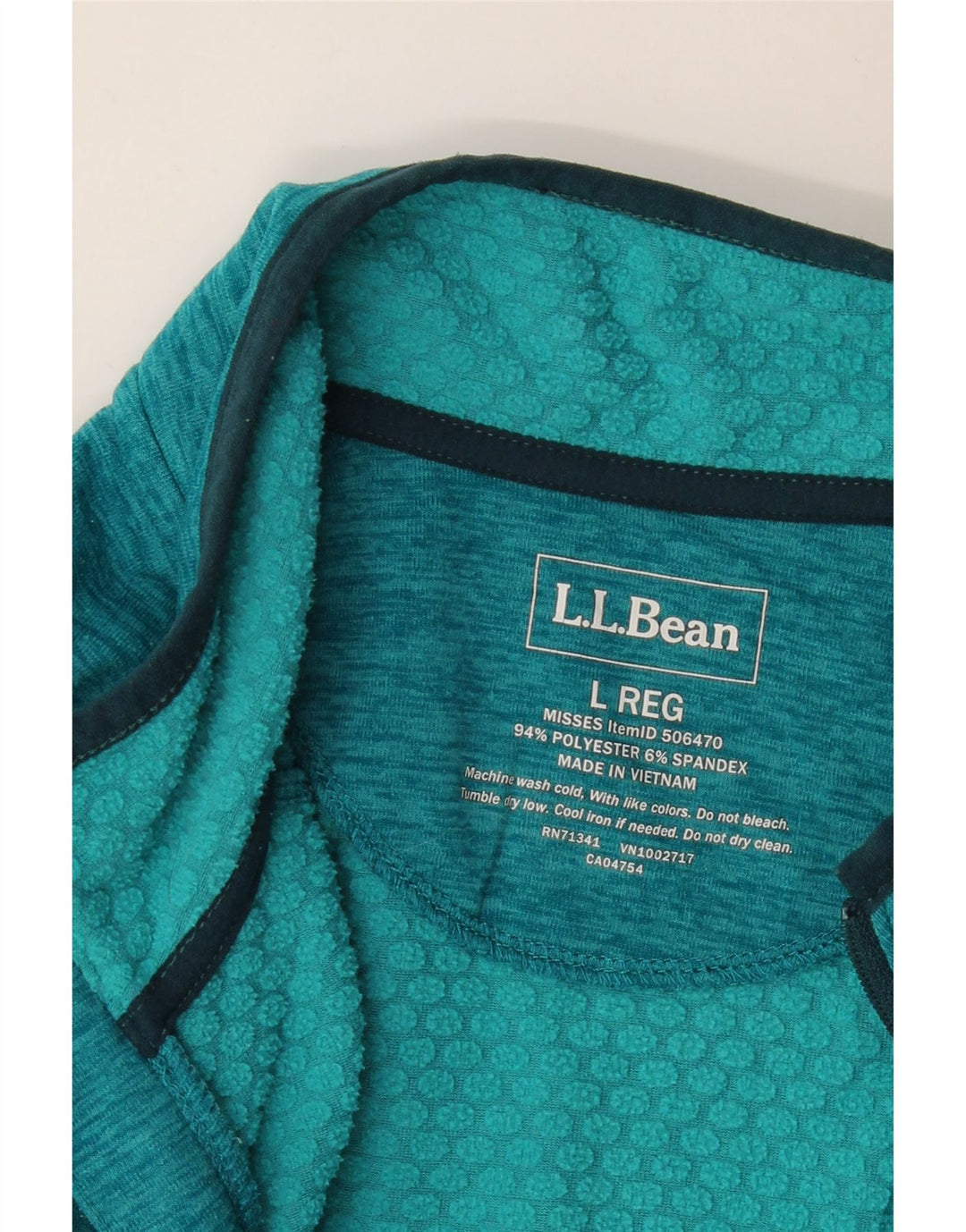 L.L.Bean Haut de survêtement à col zippé pour femme UK 16 Large Vert Polyester