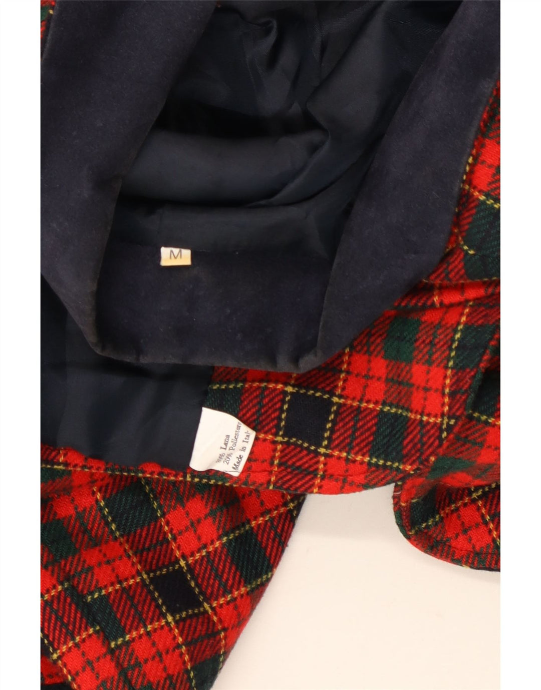 VINTAGE Femme 2 Boutons 3/4 Manches Blazer Veste UK 14 Moyen Rouge Plaid