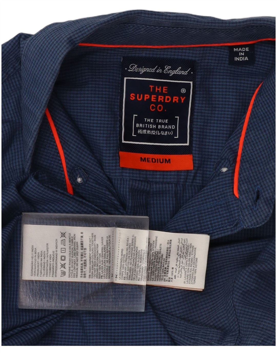 SUPERDRY Chemise Homme Bleu Moyen Pied-de-Poule Coton