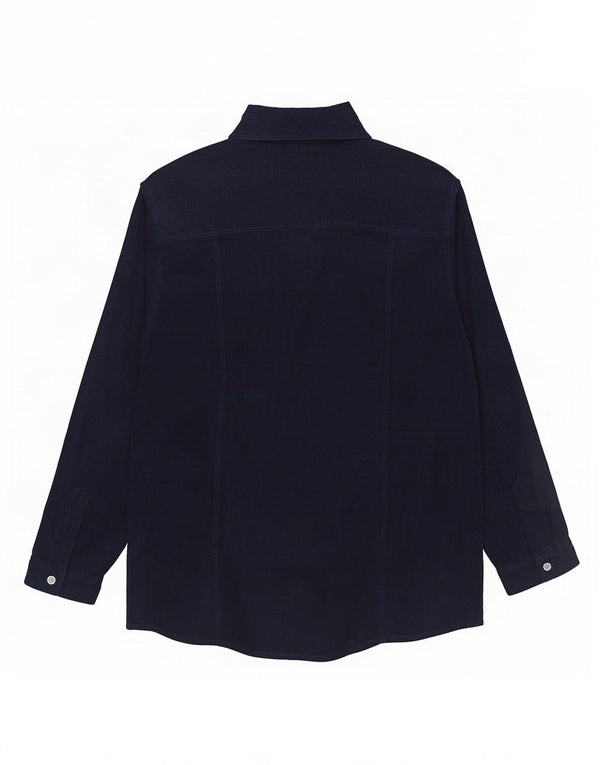 Mustang Womens Corduroy Shirt UK 14 Medium Navy Blue Cotton