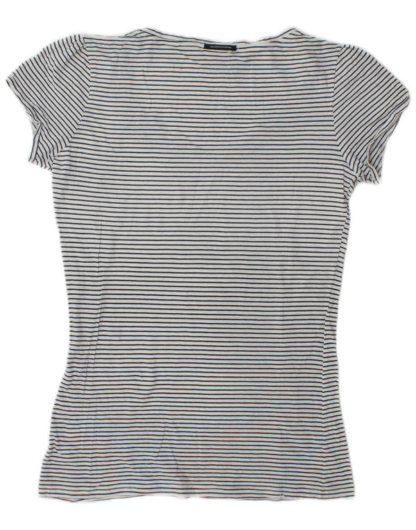 Maison Scotch Womens Graphic T-Shirt Top Taille 1 Petit Blanc Rayé