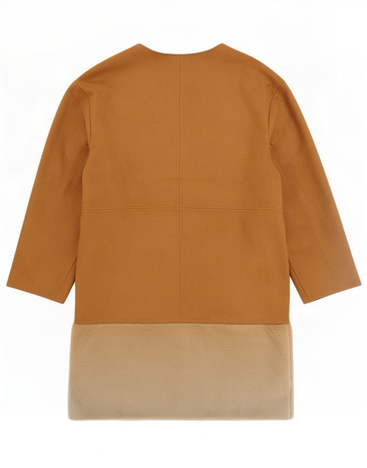 Zara Manteau Femme UK 14 Polyester Colorblock Marron Moyen
