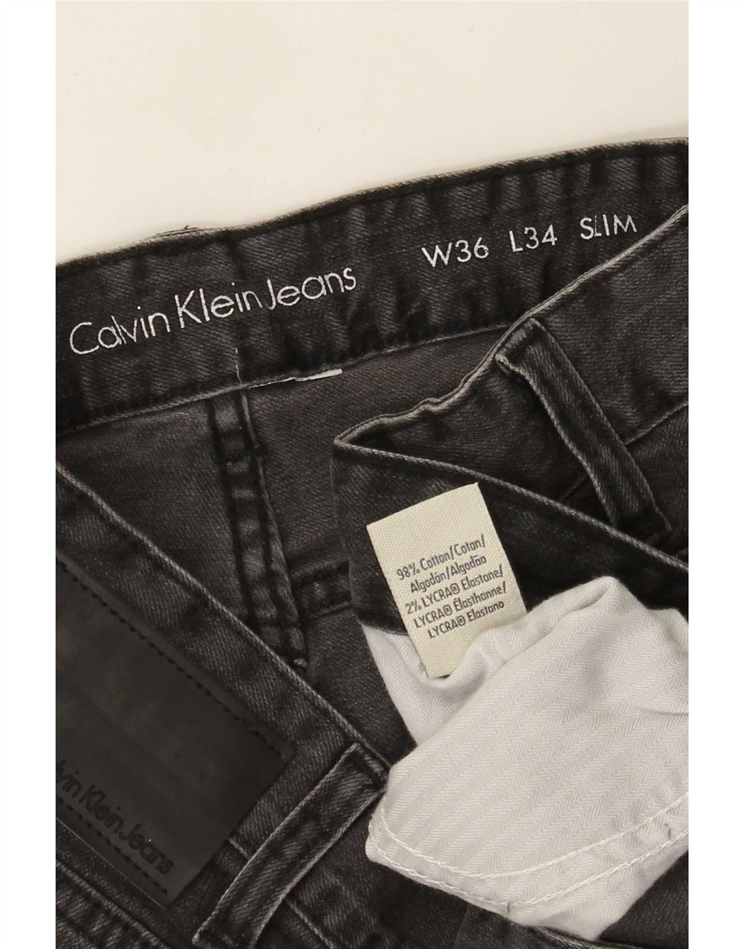 Calvin Klein Jean Slim Homme W36 L34 Gris Coton