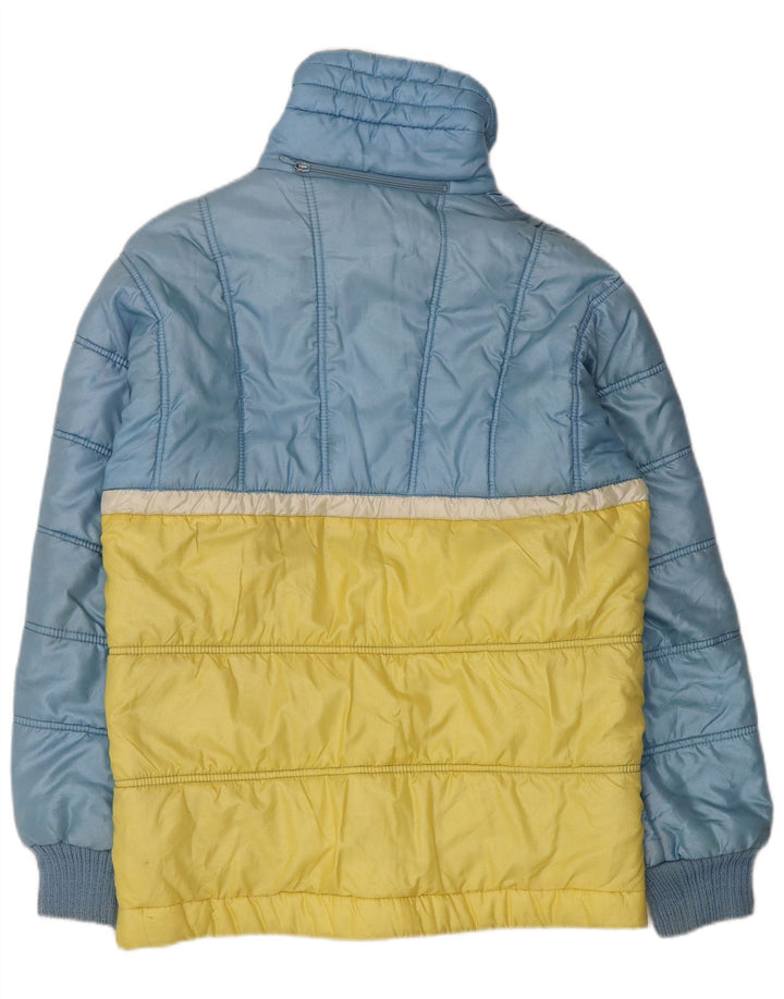 Ellesse Veste matelassée à capuche pour homme UK 38 Bleu moyen Nylon colour block