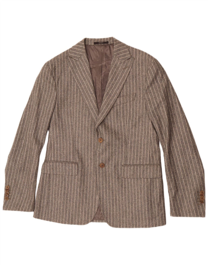Seventy Veste Blazer 2 Boutons Homme IT 50 Grande Laine Rayée Grise