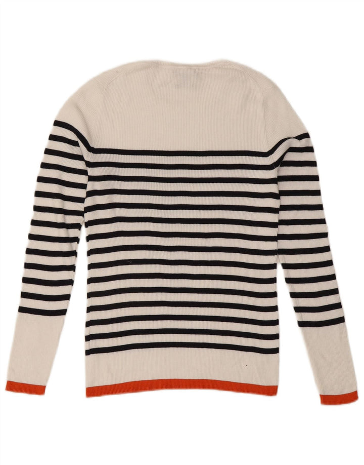 Massimo Dutti Pull col bateau pour femme UK 12 Medium Blanc rayé