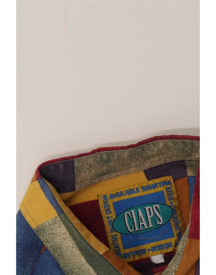 Chemise vintage à manches courtes pour homme, color block multicolore moyen