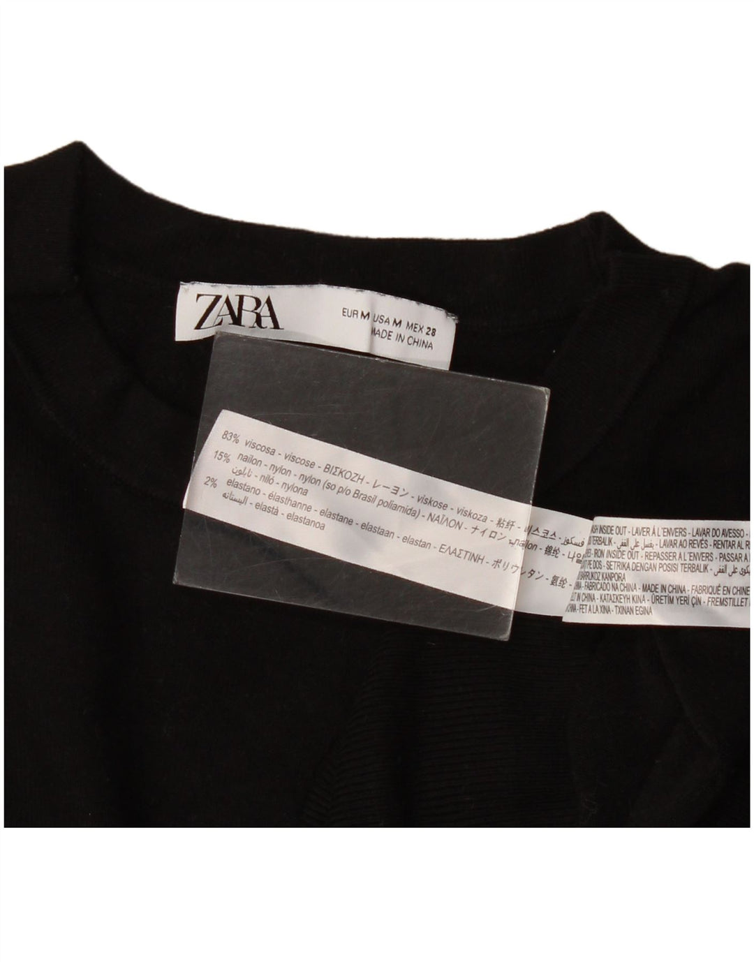 Zara Pull ras du cou pour femme UK 14 Medium Noir Viscose