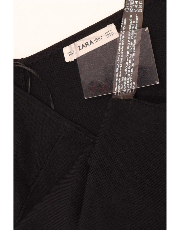 Zara Femme Top Manches Longues UK 12 Medium Noir Viscose