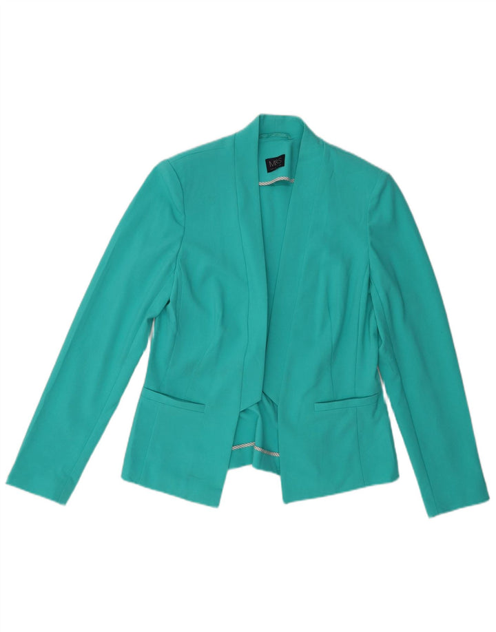 Marks & Spencer Veste Blazer Ouverte Femme UK 10 Petit Turquoise Polyester