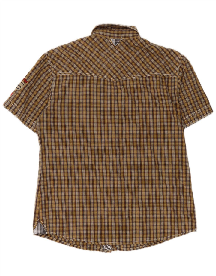 Rifle Chemise graphique à manches courtes pour homme en coton à carreaux jaune moyen