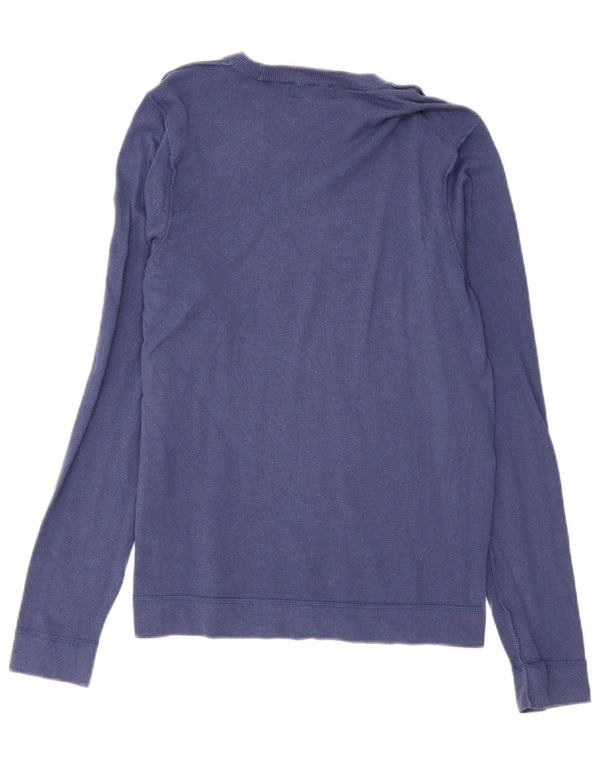 Zara Homme Graphic Top Manches Longues Coton Géométrique Bleu Marine Moyen