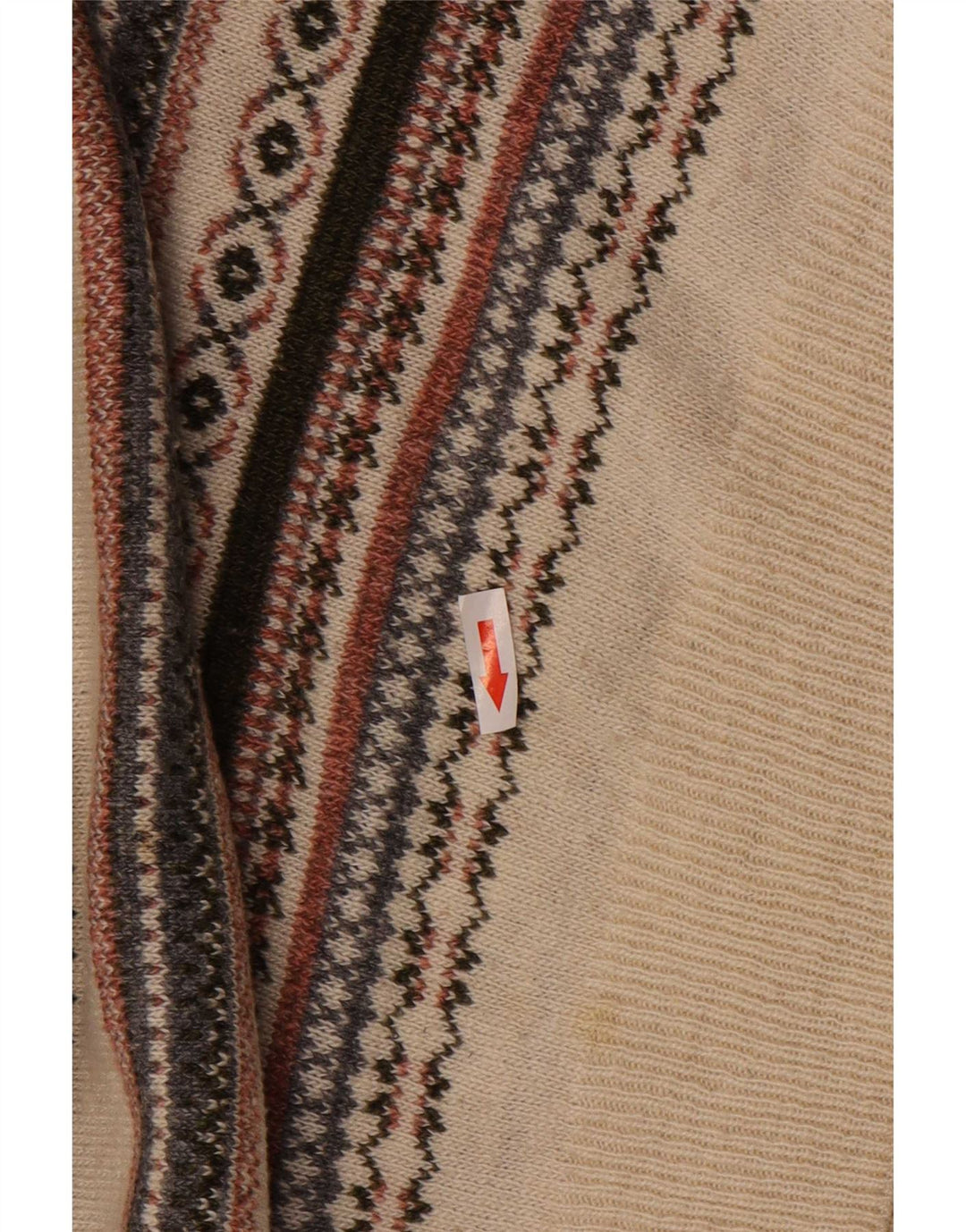 vintage Mens Crew Neck Jumper Pull Grand Off White Fair Isle