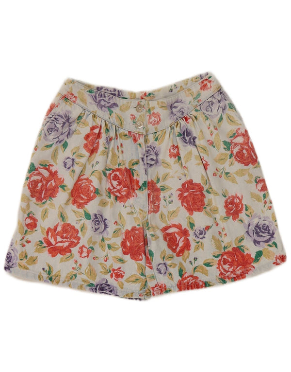 vintage Womens Pegged Denim Shorts IT 40 Petit W25 Multicolore Floral