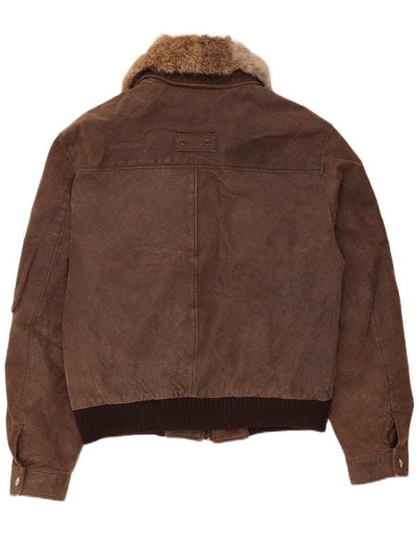 Veste en daim Bomber Vintage pour homme EU 52 XL cuir marron