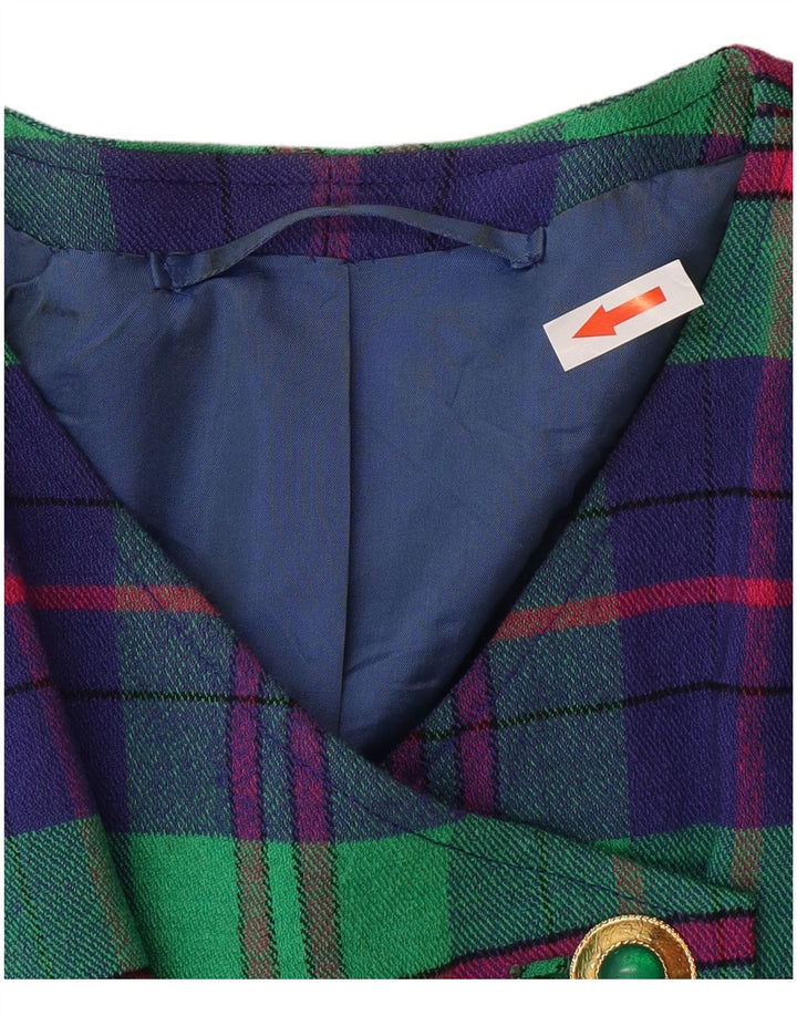 vintage Femme 4 Bouton Blazer Veste UK 14 Medium Blue Check