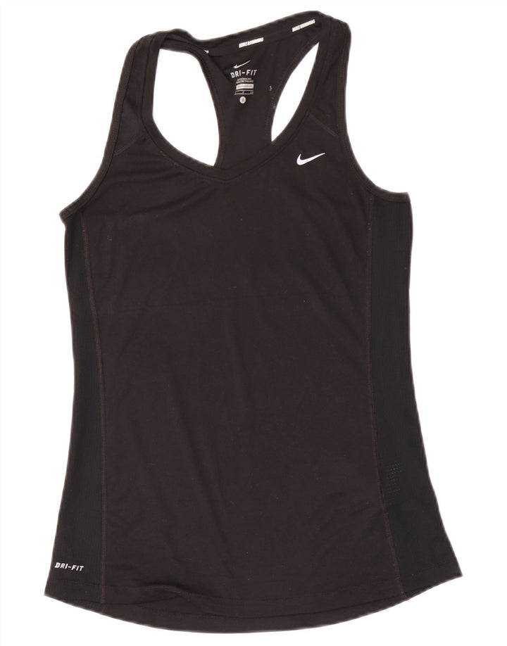 Nike Femme Dri Fit Débardeur UK 8 Petit Noir Polyester