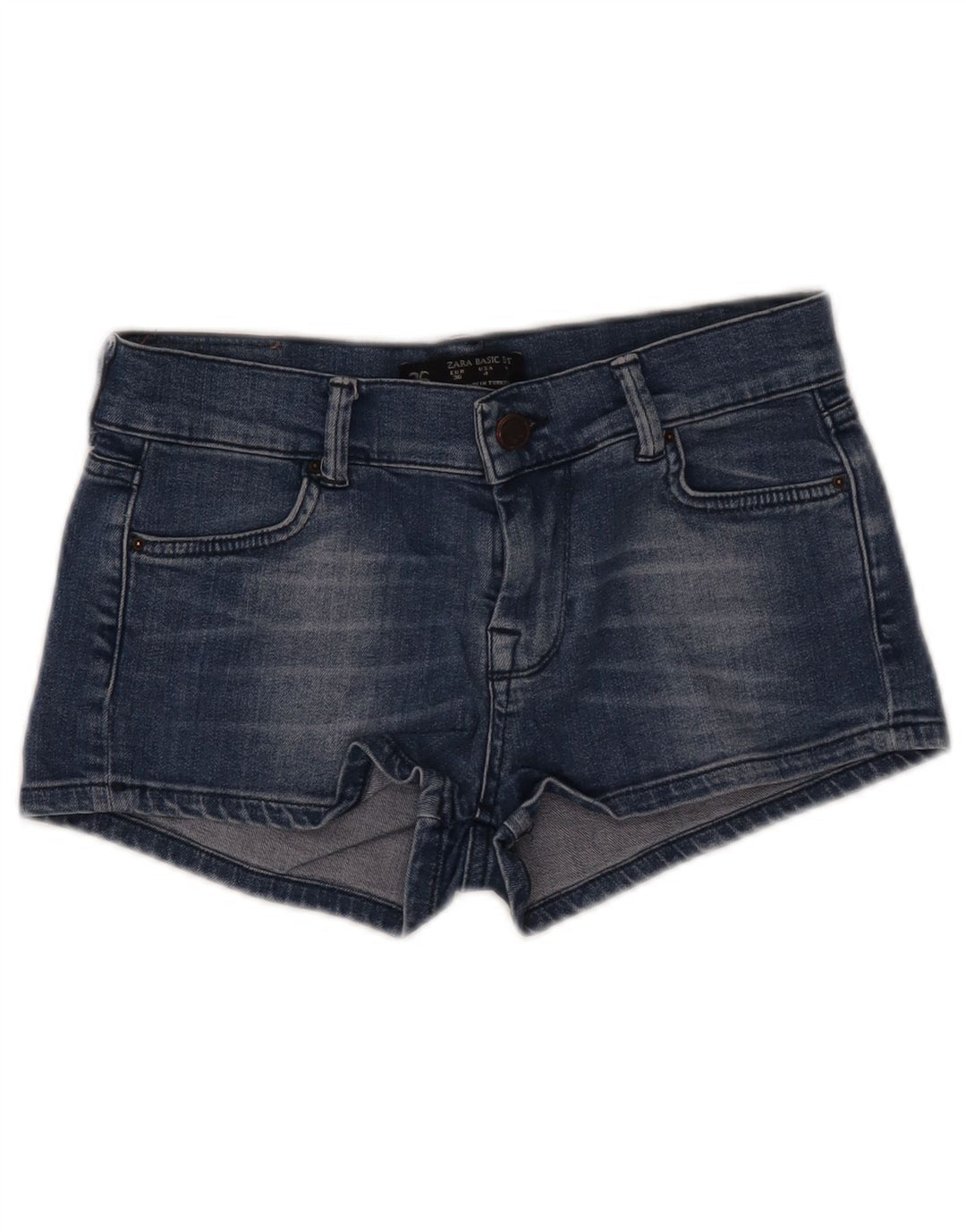 ZARA Short en jean pour femme EU 36 XS W26 Bleu