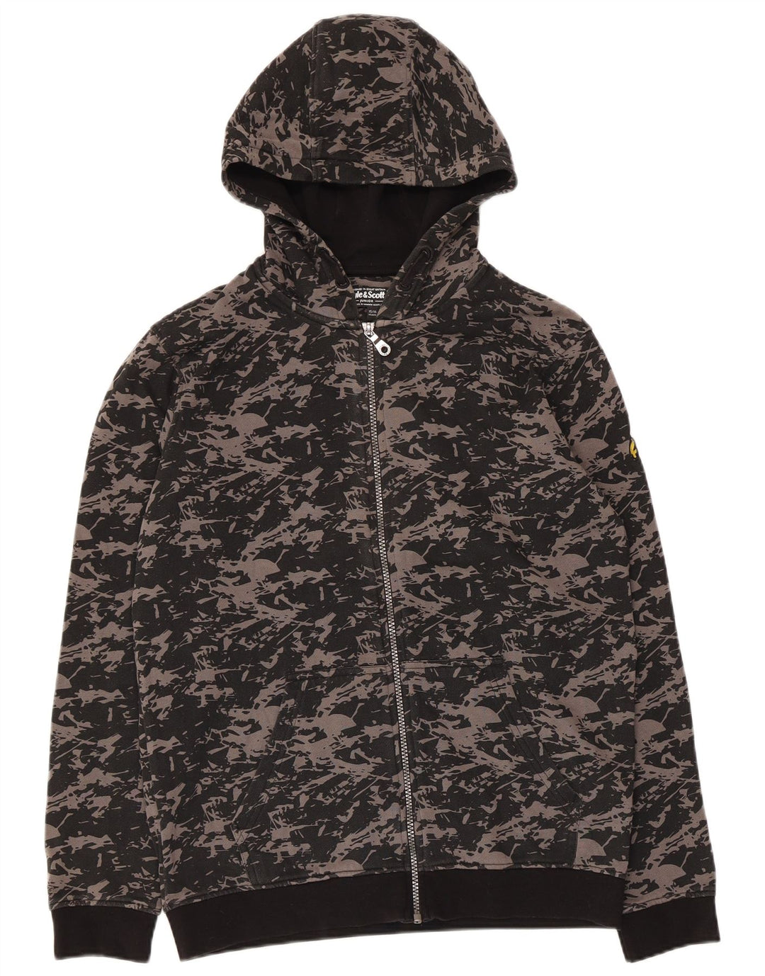 Lyle & Scott Pull à capuche zippé à motif abstrait pour garçon 15-16 ans Noir