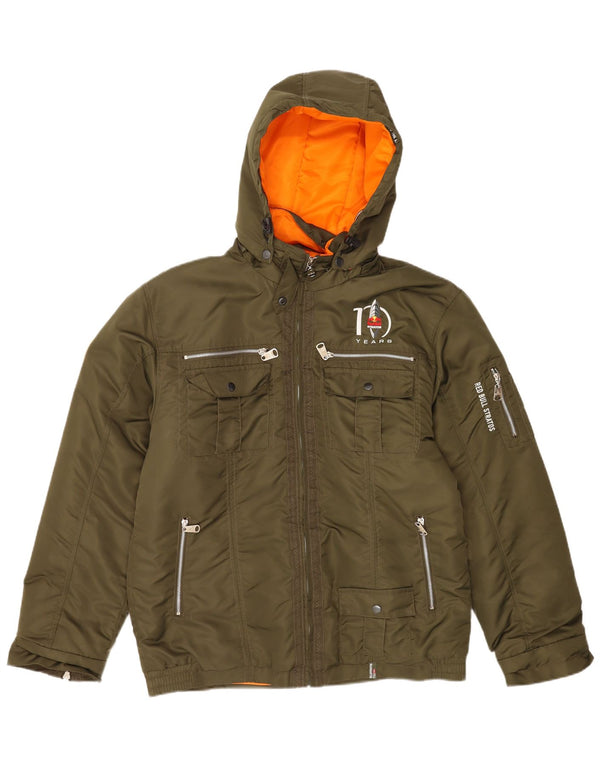 veste rembourrée à capuche graphique vintage pour hommes UK 44 2XL Nylon kaki