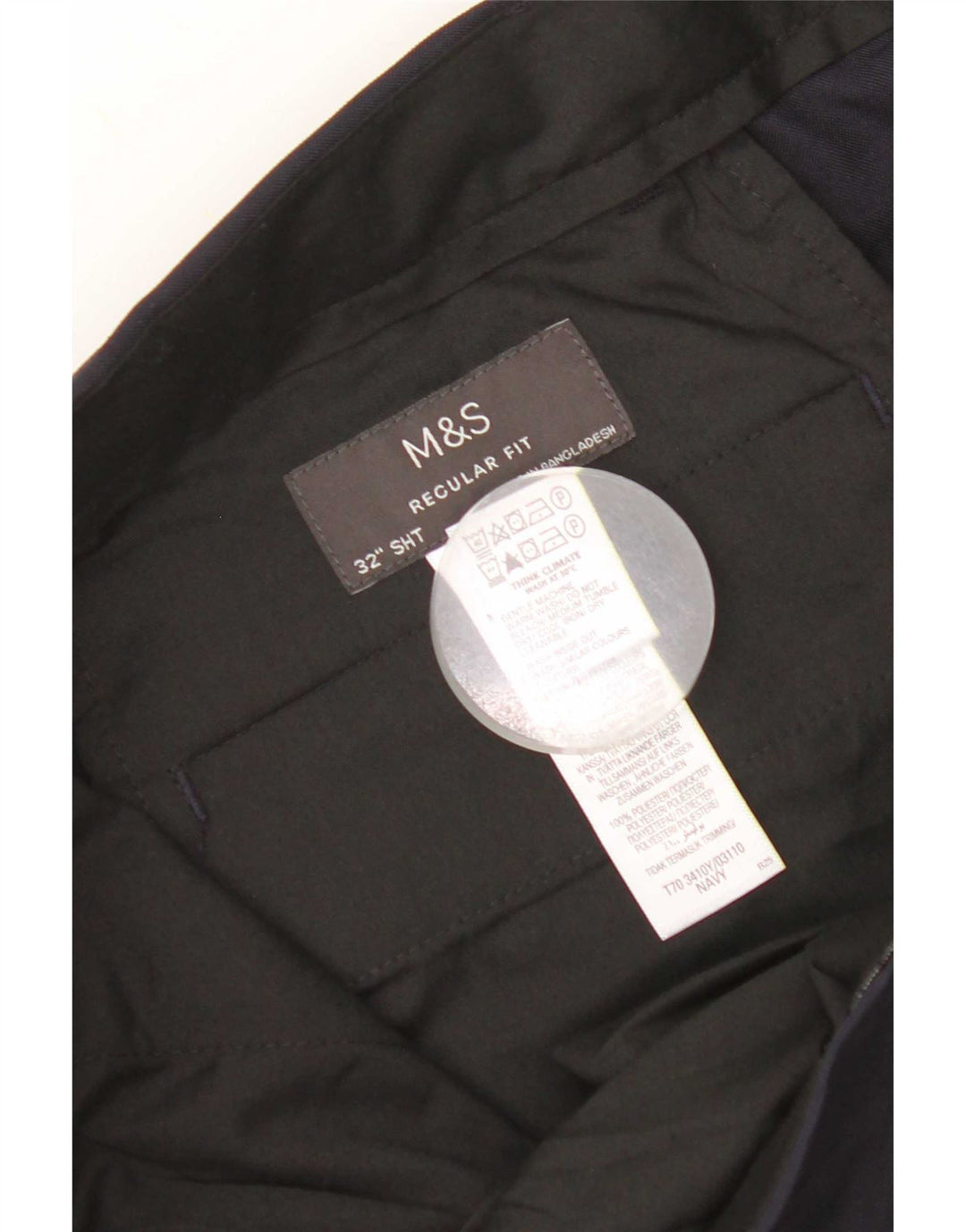 Marks & Spencer Pantalon Chino Coupe Regular Homme W32 L29 Bleu Marine Polyester