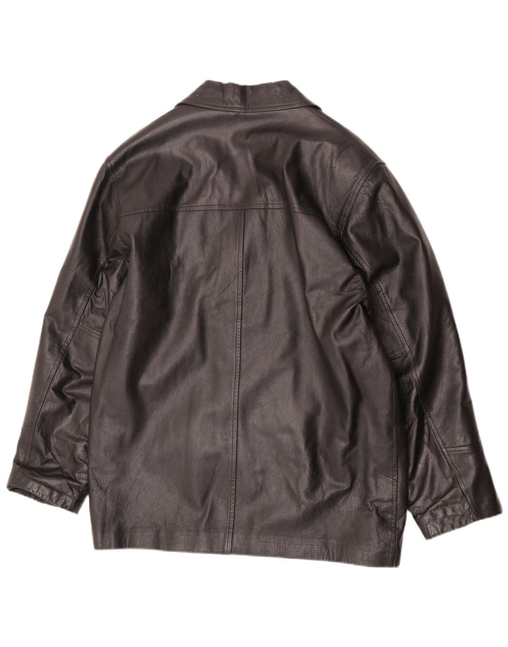 Antros Veste blazer en cuir à 3 boutons pour homme UK 40 Grand cuir noir