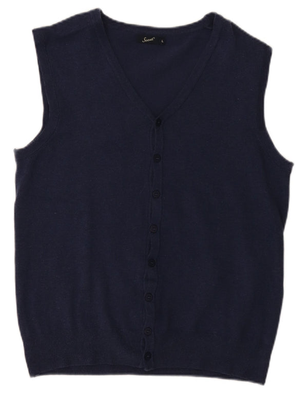 Scout Pull Cardigan sans Manches Garçon 14-15 Ans Grand Bleu Marine Coton
