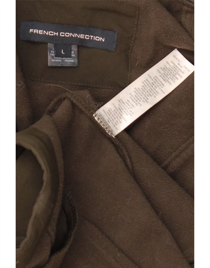 French Connection Parka à capuche pour femme UK 16 Large Kaki Polyester
