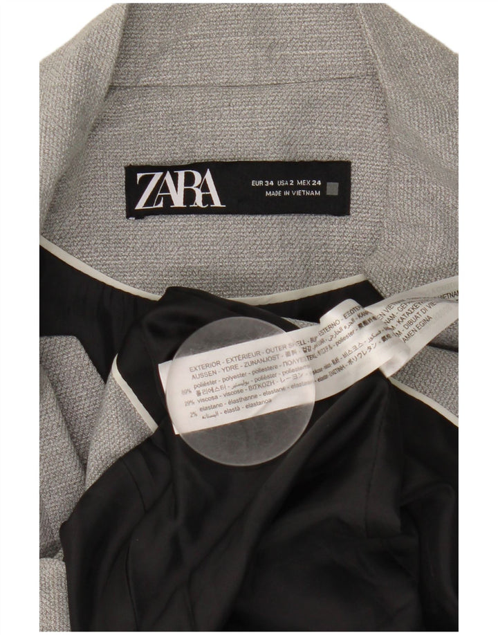 Zara Veste Blazer 1 Bouton Femme EU 34 2XS Gris Polyester