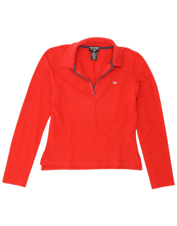 Ralph Lauren Polo à manches longues pour femme UK 10 Petit coton rouge