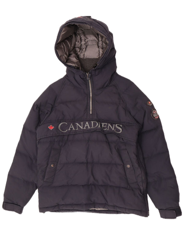 Canadiens Veste matelassée Anorak à capuche pour hommes UK 34 XS Bleu marine Coton