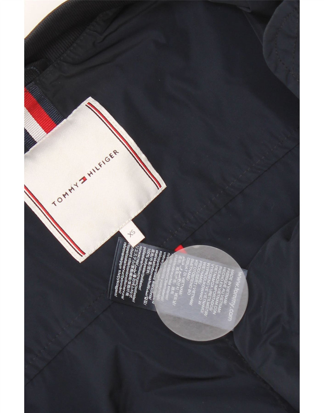 Tommy Hilfiger Veste bomber surdimensionnée pour femme UK 6 XS Bleu marine Colourblock