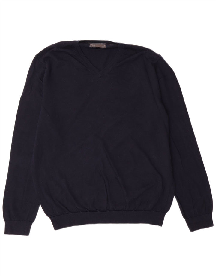 MARKS & SPENCER Pull col V pour homme XL Bleu marine classique