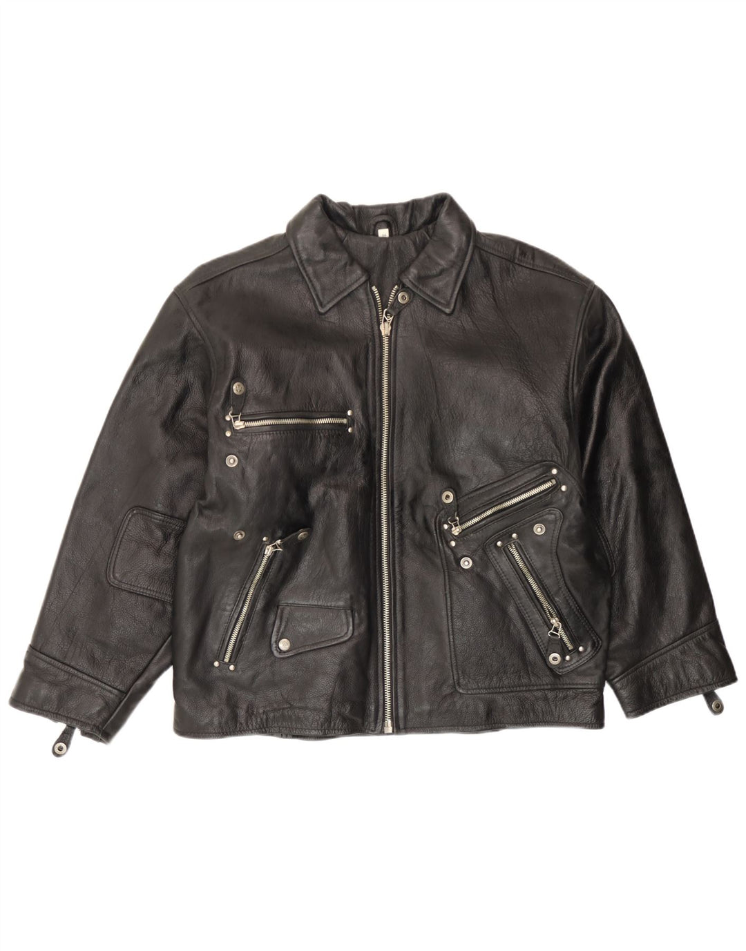 Veste en cuir homme vintage EU 54 2XL Cuir noir