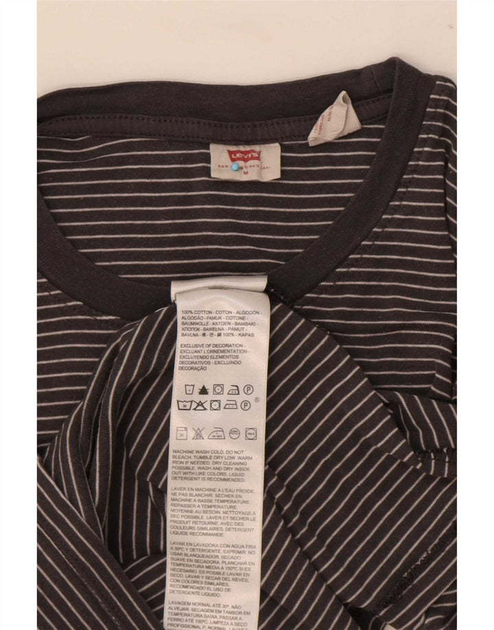 Levi's Top Manches Longues Femme UK 42 Coton Rayé Noir Moyen