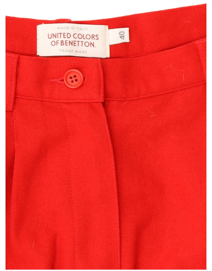 BENETTON Short décontracté taille haute pour femme IT 40 Small W24 laine rouge