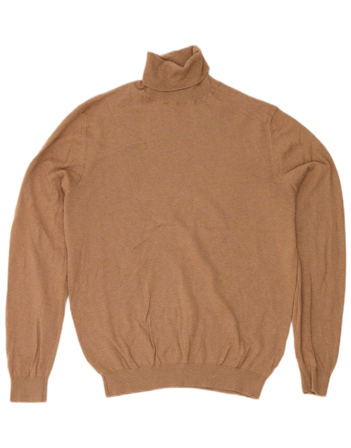 Massimo Dutti Pull col roulé pour homme en coton beige Large