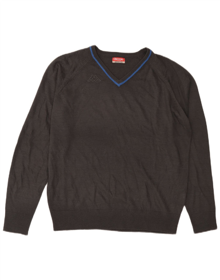 KAPPA Pull Col V Homme Gris Moyen Acrylique