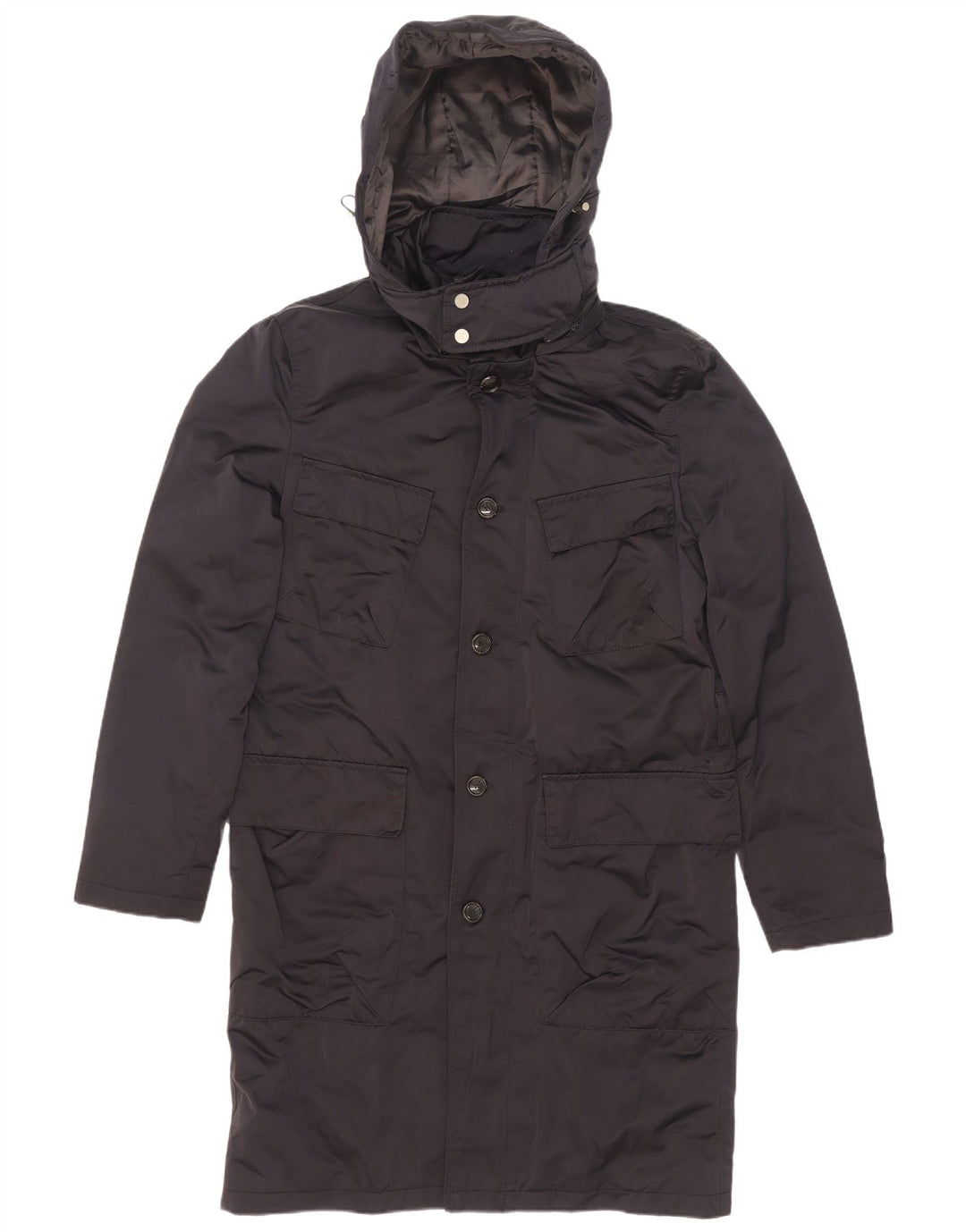 Zara Manteau matelassé à capuche pour homme UK 38 Bleu marine moyen Polyester