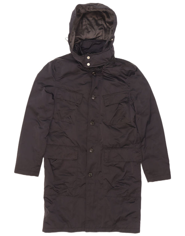 Zara Manteau matelassé à capuche pour homme UK 38 Bleu marine moyen Polyester