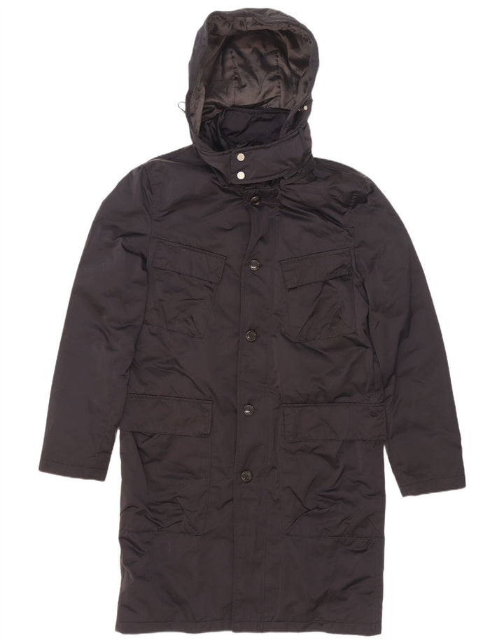 Zara Manteau matelassé à capuche pour homme UK 38 Bleu marine moyen Polyester