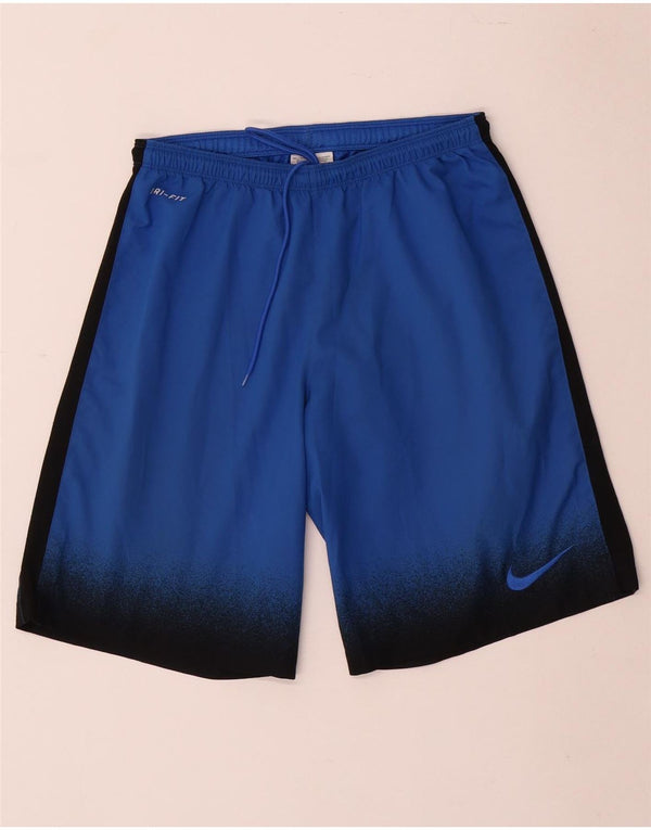 Nike Short de sport Dri Fit pour homme en polyester color block Taille S Bleu