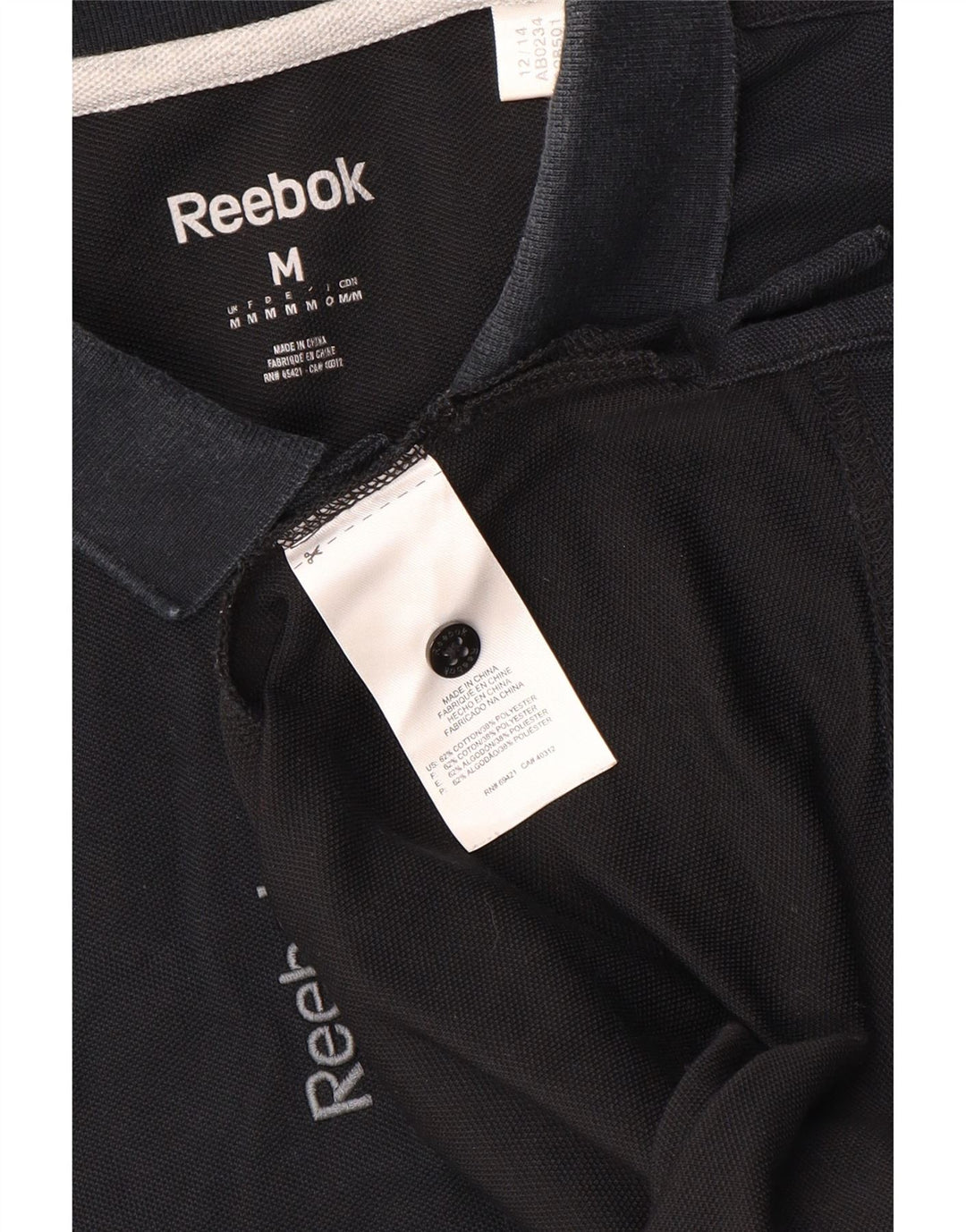 Reebok Polo Homme Noir Moyen Coton