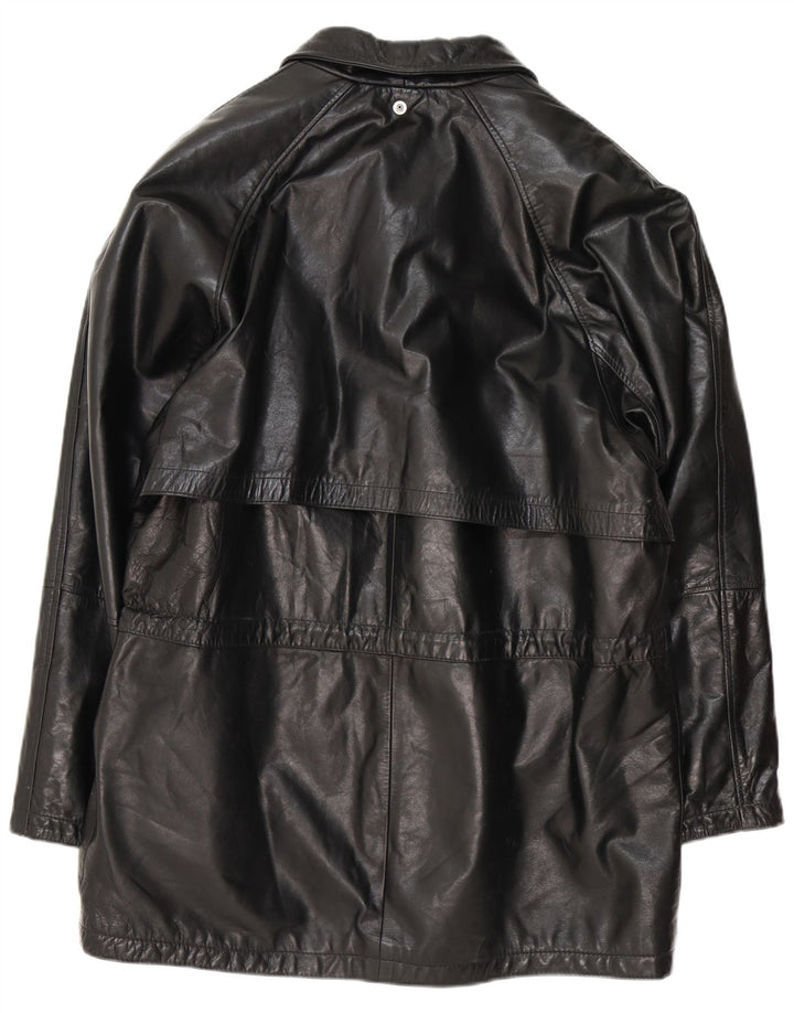 MORE & MORE Manteau en cuir pour homme UK 40 Grand cuir noir