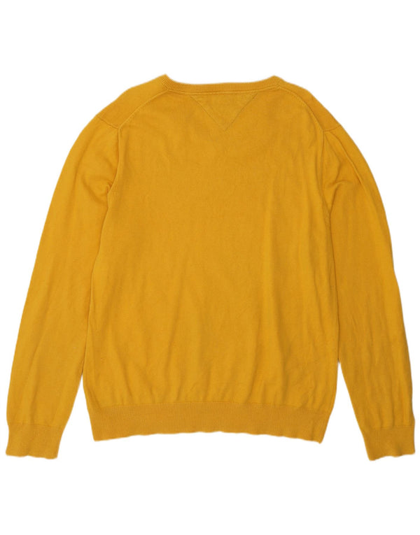 Tommy Hilfiger Pull col V pour homme en coton jaune Large