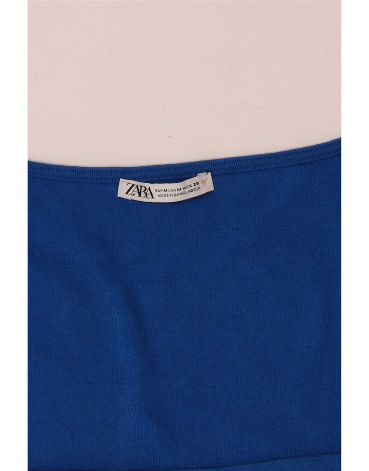 Zara Womens Crop Top UK 12 Bleu Moyen