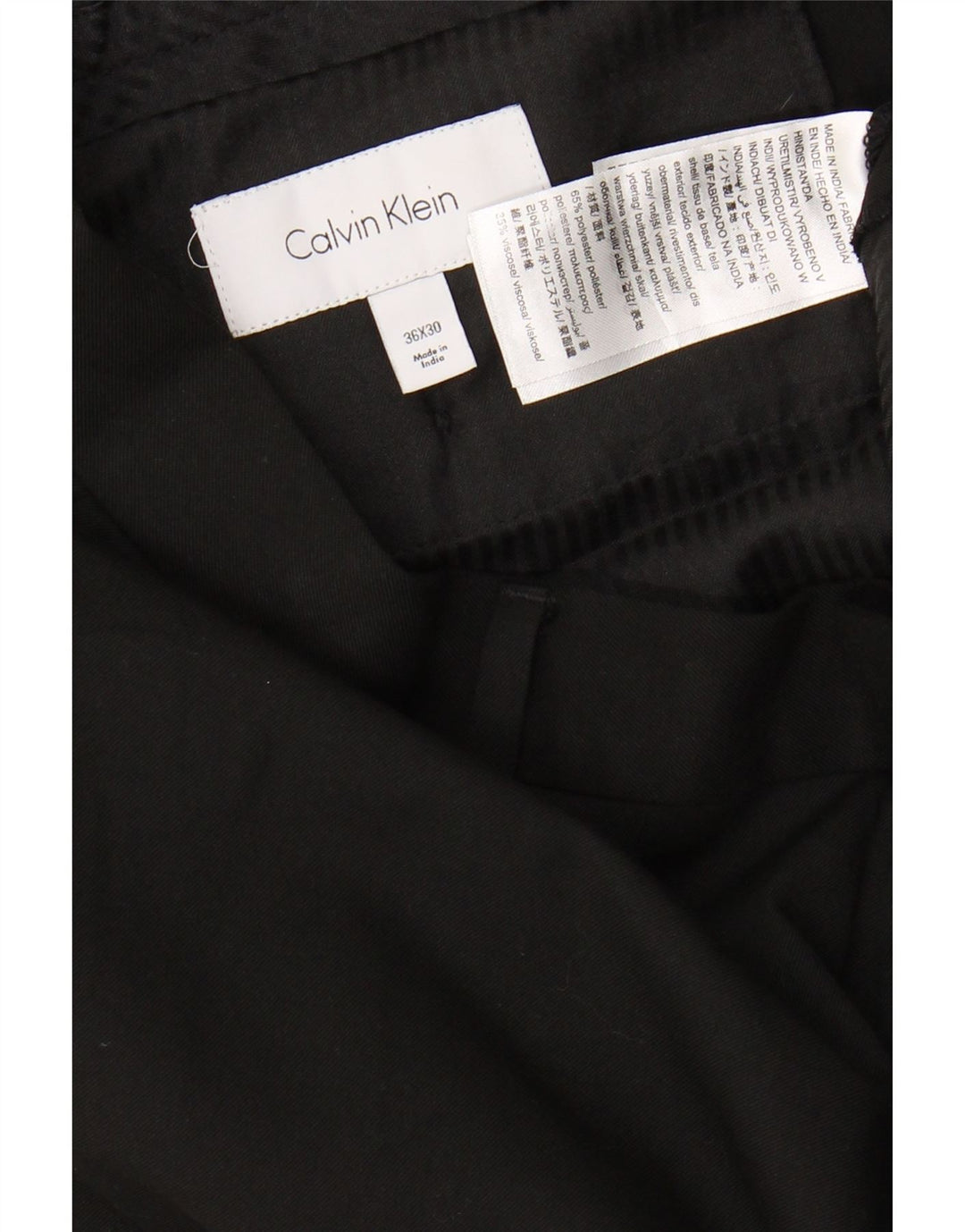 CALVIN KLEIN Pantalon Chino Slim Homme W36 L30 Noir Polyester